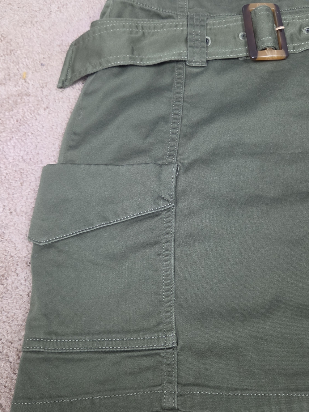 Express Olive Green Utility Belted Mini Skirt - Picture 2 of 7